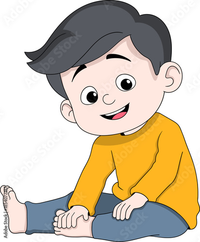 Happy Smiling Kid Cartoon Illustration Isolated On Black