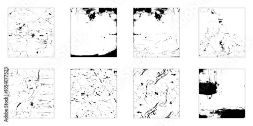 Black and white grunge background. Set of monochrome textures.