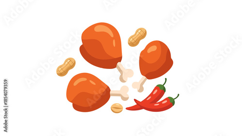 Crispy Chicken Drumsticks with Spicy Peppers and Peanuts