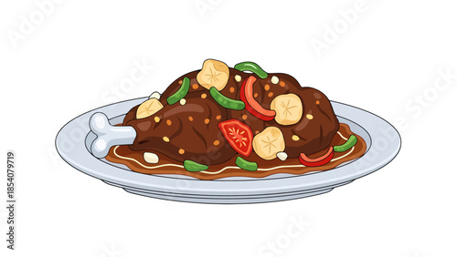 Savory Meat Dish with Vegetables on a Plate