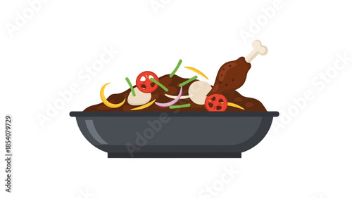 Hearty Meal Presentation with Meat and Vegetables in a Bowl