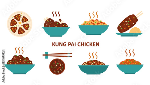 Asian Cuisine Food Dishes Collection Representation