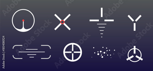 Target Aim Icon Set – Precision Crosshair Scope Symbols for Games and Modern UI