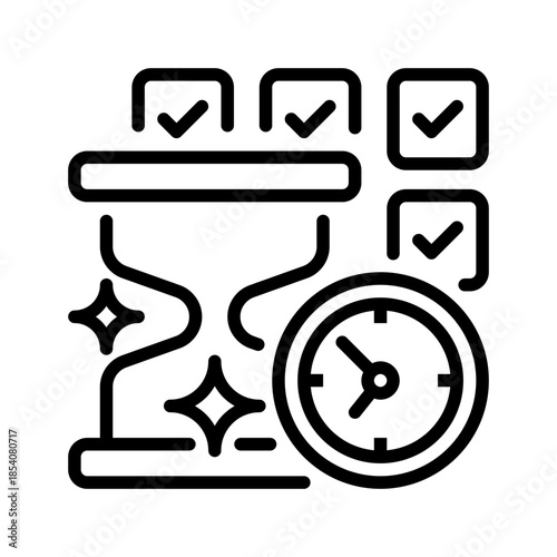 Time Management Line Icon, Outline Symbol for Productivity Planning, Schedule Organization, Task Prioritization, Goal Achievement, and Workflow Efficiency. Vector Sign Icon.