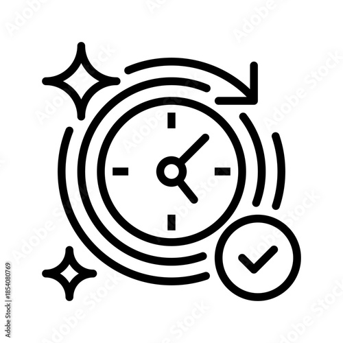 Time Tracker Line Icon, Outline Symbol for Task Monitoring, Work Logging, Productivity Analysis, Performance Evaluation, and Schedule Management. Vector Sign Icon.