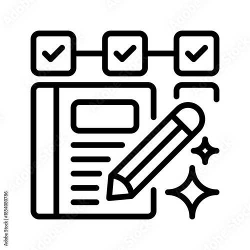 Planner Book Line Icon, Outline Symbol for Schedule Organization, Task Recording, Goal Tracking, Daily Planning, and Time Management. Vector Sign Icon.