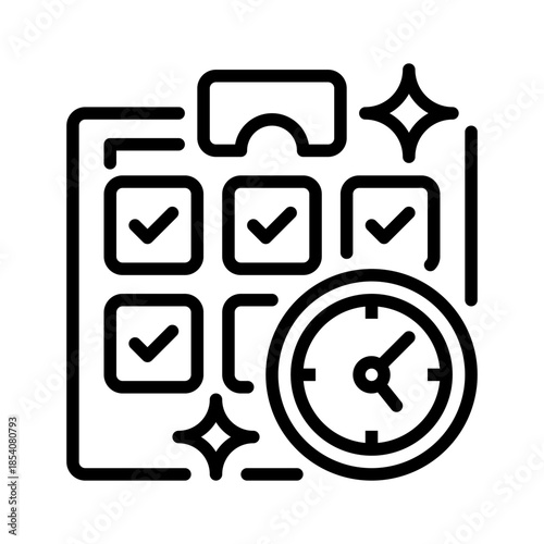 Time Management Line Icon, Outline Symbol for Productivity Planning, Schedule Organization, Task Prioritization, Goal Achievement, and Workflow Efficiency. Vector Sign Icon.