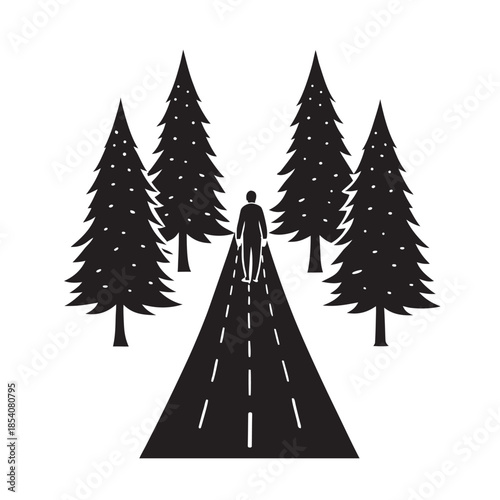 Fashion Model Strolling a Shaded Tree Lined Road