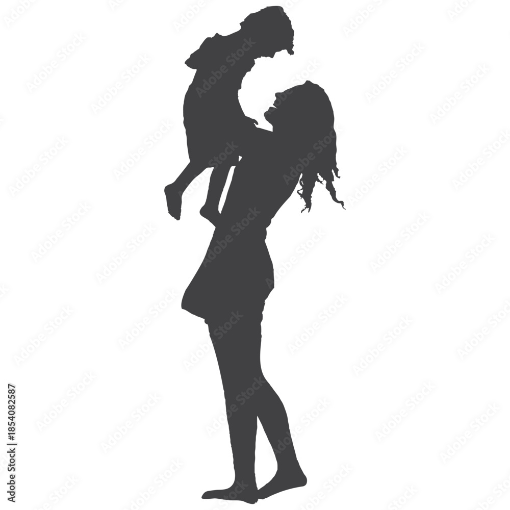 Fototapeta premium Mothers day silhouette of woman and child