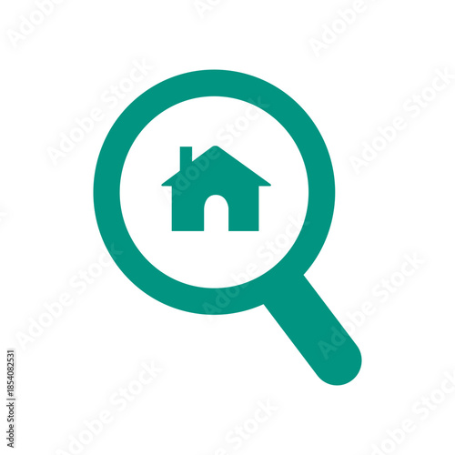 Home in magnifier icon