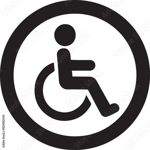 Accessibility symbol inside thick ring, bold inclusive icon for universal access signage
