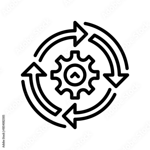 Continuous Integration Line Icon, Outline Symbol for DevOps Workflow, Automated Merging, Pipeline Process, Code Synchronization, and Infinite Loop. Vector Sign Icon.