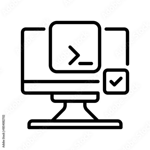 Script Terminal Line Icon, Outline Symbol for Command Line, Code Execution, Shell Programming, System Administration, and Developer Interface. Vector Sign Icon.