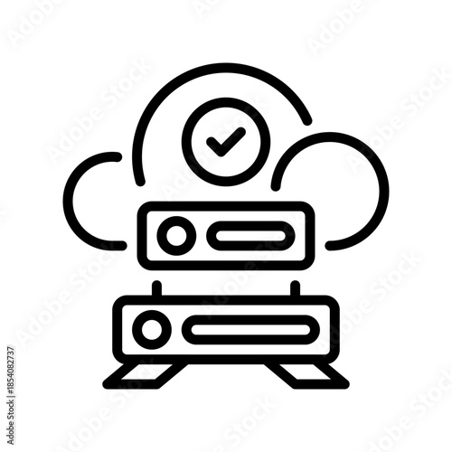 Cloud Infrastructure Line Icon, Outline Symbol for Network Computing, Server Hosting, Data Storage, Virtual Environment, and Platform Architecture. Vector Sign Icon.