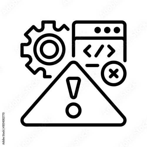 Alert Notification Line Icon, Outline Symbol for System Warning, Urgent Message, Error Signal, Status Update, and Event Reminder. Vector Sign Icon.