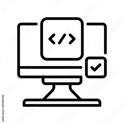 Unit Testing Line Icon, Outline Symbol for Component Analysis, Code Verification, Function Check, Isolated Debugging, and Quality Benchmark. Vector Sign Icon.