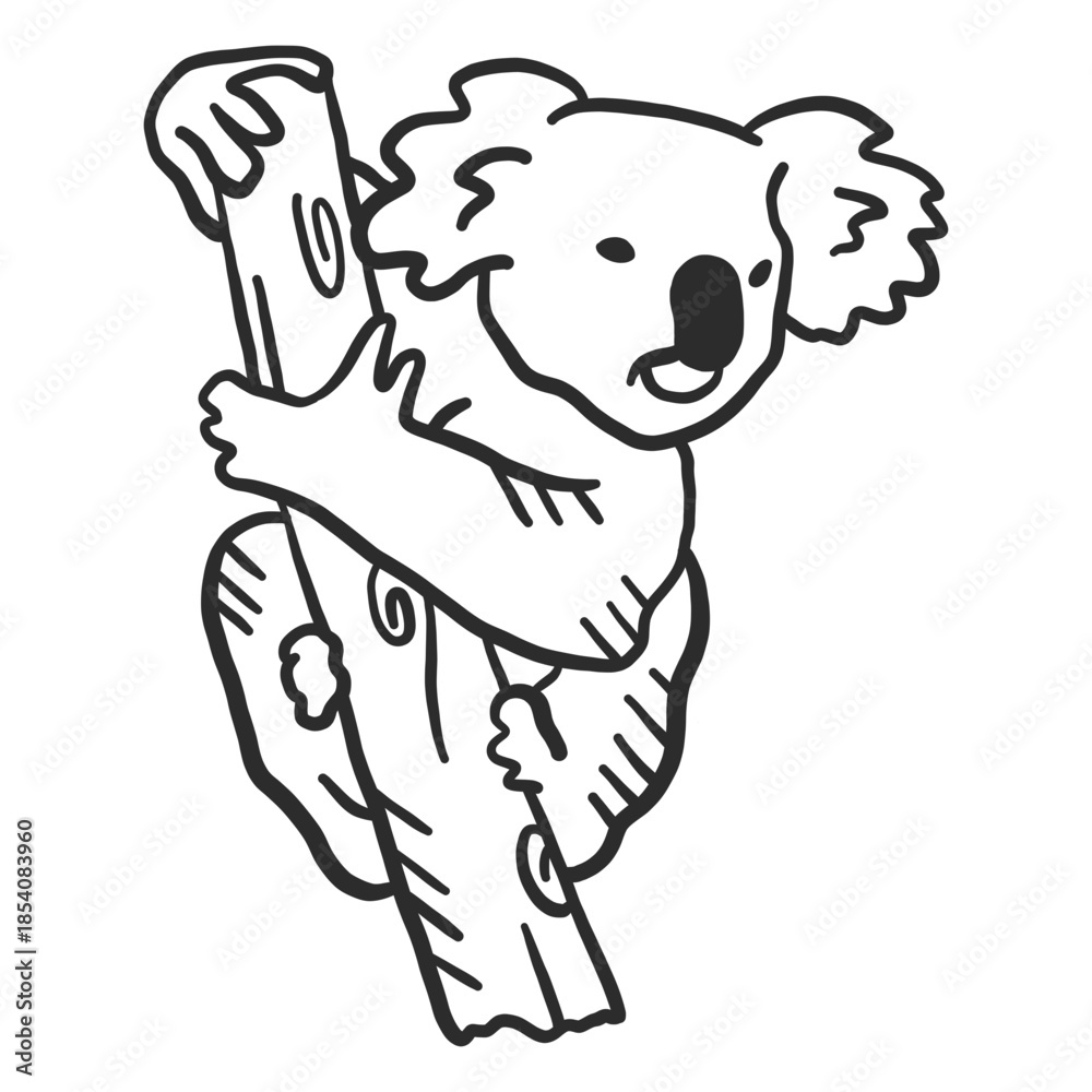 Obraz premium Koala nose branch ear doodle animal