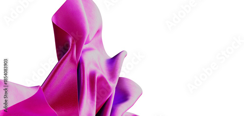 Photography Unique artistic representation of pink fabric swirling in motion against a bright white backdrop