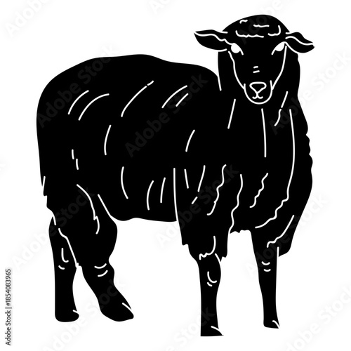 Sheep lamb wool hoof ear detailed silhouette animal