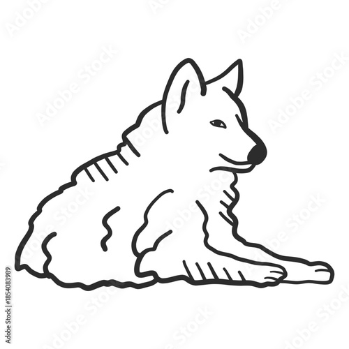 Wolf howl predator ear lying doodle animal