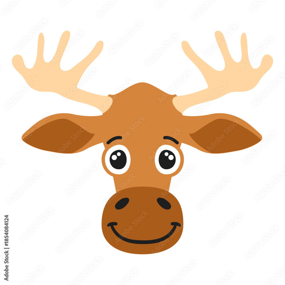 Fototapeta premium Elk moose muzzle joyful flat sticker