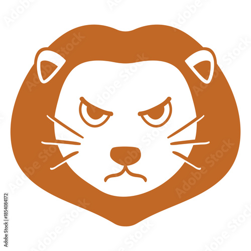 Lion angry head muzzle flat