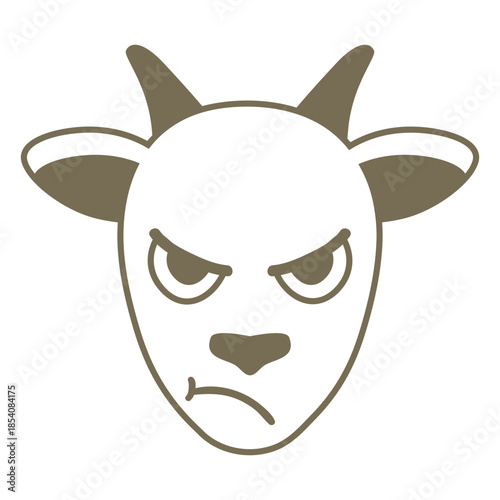 Goat angry head muzzle flat