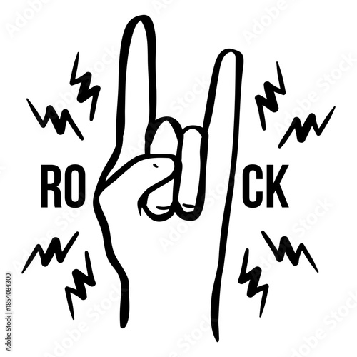 Hand rock music hand drawn symbol black