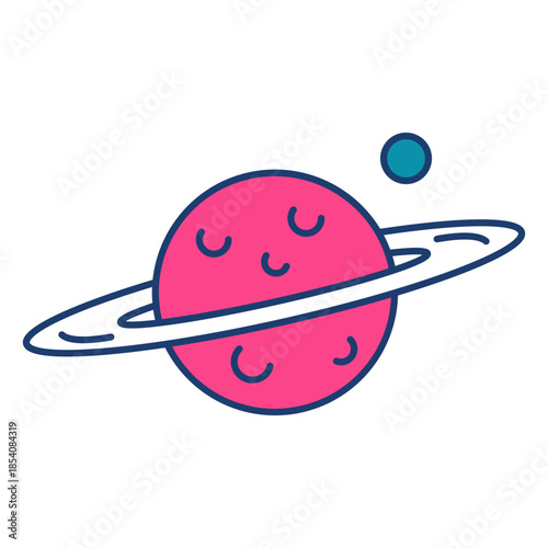 Colorful saturn planet stroke