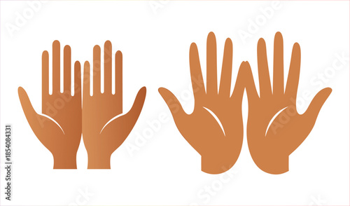 Two Pairs of Stylized Human Hands Displayed Openly on a White Background