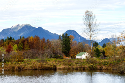Dyke trail and grant narrow park of Pitt Meadows in British Columbia
