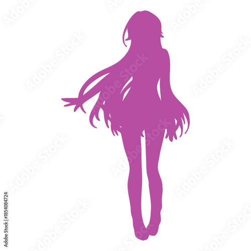 Long haired girl anime silhouette