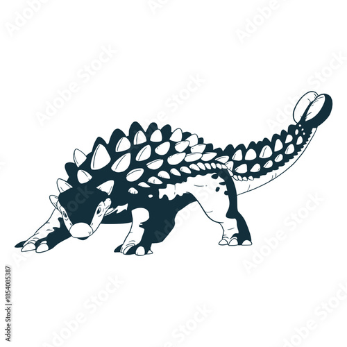 Drawn ankylosaurus dinosaur