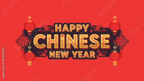 Festive Chinese New Year Celebration with Traditional Lanterns and Decorative Elements