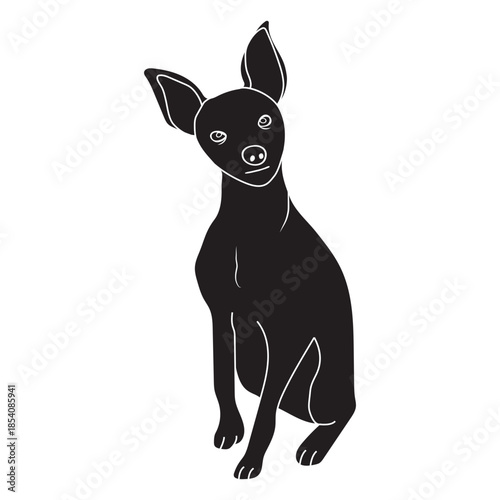 Sitting pinscher dog black