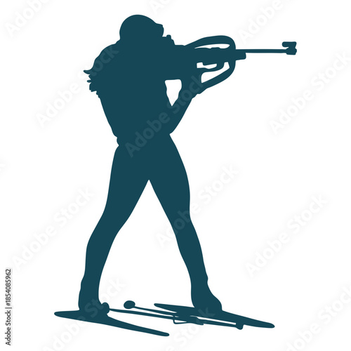 Biathlonist silhouette shooting man