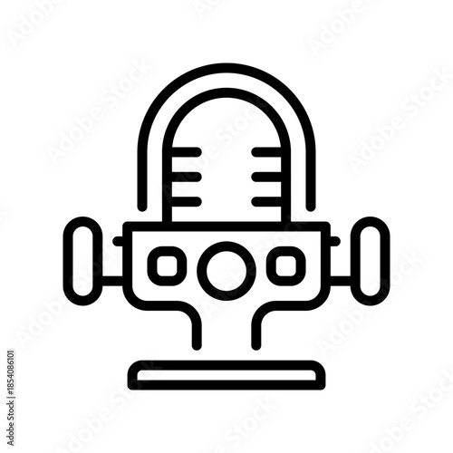 Microphone Line Icon, Outline Symbol for Audio Recording, Podcast Broadcast, Voice Amplification, Sound Input, and Speech Delivery. Vector Sign Icon.