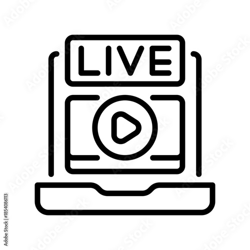 Live Streaming Line Icon, Outline Symbol for Realtime Broadcast, Online Webinar, Digital Show, Video Content, and Network Coverage. Vector Sign Icon.