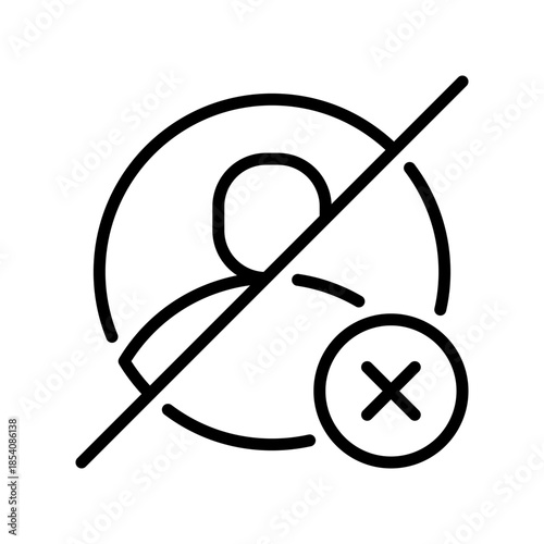 Block User Line Icon, Outline Symbol for Privacy Protection, Spam Prevention, Account Ban, Access Denial, and Security Guard. Vector Sign Icon.