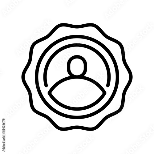 Profile Badge Line Icon, Outline Symbol for User Identity, Verified Account, Personal Status, Member Role, and Security Auth. Vector Sign Icon.