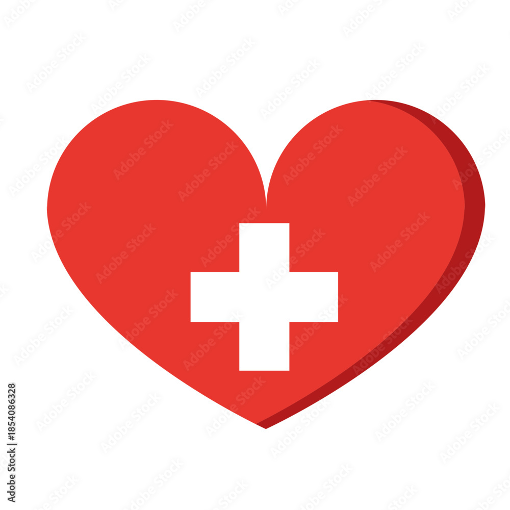 Obraz premium White cross heart icon