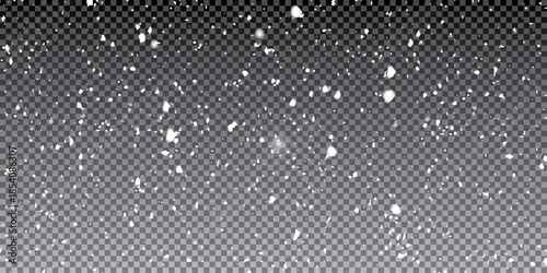 Winter background, falling snow over winter landscape with copy space. 