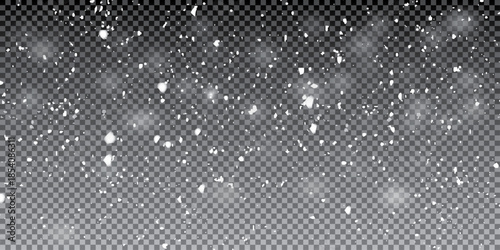 Winter background, falling snow over winter landscape with copy space. 