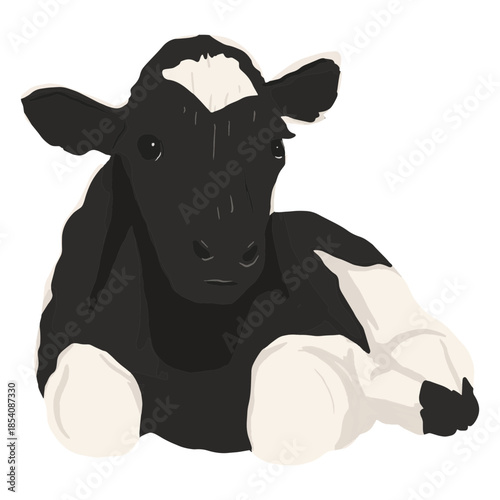 Cow lying down illustration