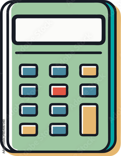 Green calculator with digital display