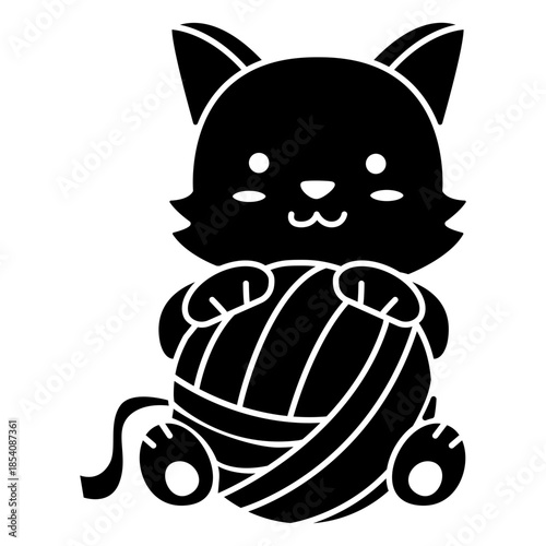 Cute happy cat wool black