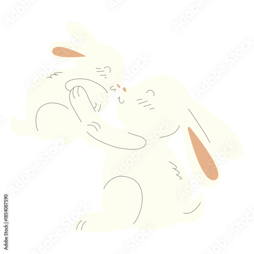 Animals mom and baby rabbits illustration