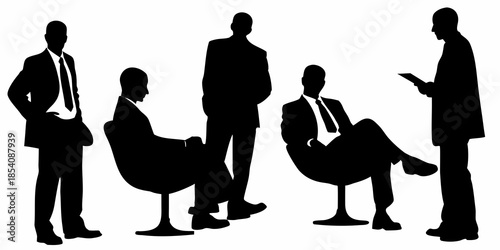 Silhouettes of businessmen in a relaxed and informal meeting setting