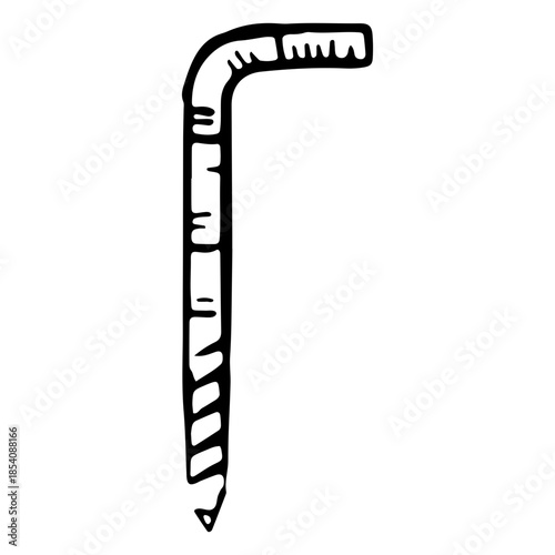 Construction crowbar hand drawn