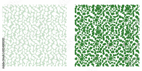 Comparison of two green speckled patterns with varying density and distribution